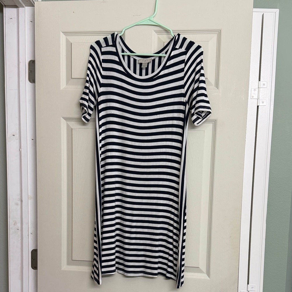 Navy and White Striped Dress